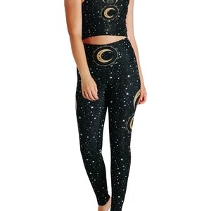 Black and Gold Yoga Democracy Workout Set Celestial Leggings And Tank